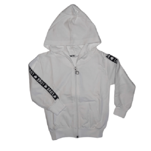 Λευκή εποχιακή ζακέτα με κουκούλα και τσέπες