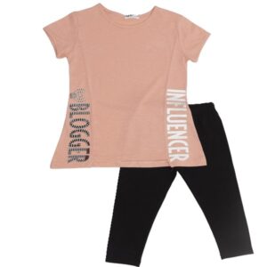 Σομόν μπλούζα  με μαύρο κολάν