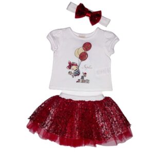 Βρεφικό σετ με tutu κόκκινη φούστα