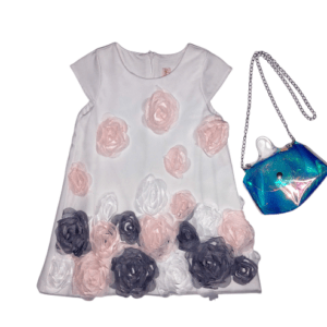 Παιδικό λευκό φόρεμα με τριαντάφυλλα