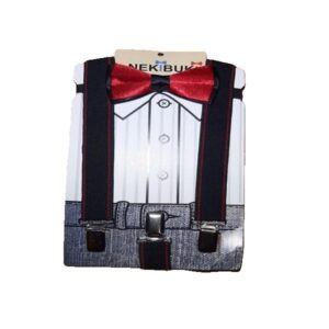 Σετ για αγοράκι μπλε τιράντες και κόκκινο παπιγιόν με λάστιχο