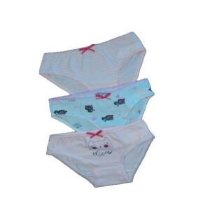 Βαμβακερά βρακάκια σετ τριών τεμαχίων με γατούλα