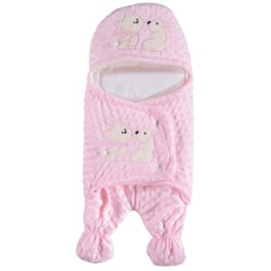 Σάκος εξόδου 0-6 μηνών βρεφικός για κορίτσι ροζ βαμβακερός