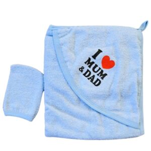 Κάπα μπουρνούζι με κουκούλα και γάντι μπάνιου 0-6μηνών βαμβακερή